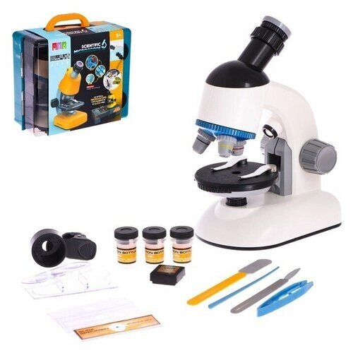 Микроскоп детский Набор биолога в чемодане кратность х40, х100, х640, подсветка, цвет белый от компании М.Видео - фото 1