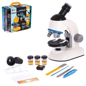 Микроскоп детский «Набор биолога в чемодане» кратность х40, х100, х640, подсветка, цвет белый .