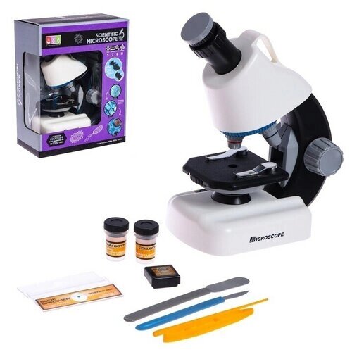 Микроскоп детский «Юный ученый» кратность х100, х400, х1200, подсветка, цвет белый от компании М.Видео - фото 1