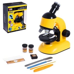 Микроскоп детский «Юный ученый» кратность х100, х400, х1200, подсветка, цвет жёлтый