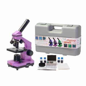 Микроскоп школьный Эврика 40х-400х с пластиковым футляром (аметист)