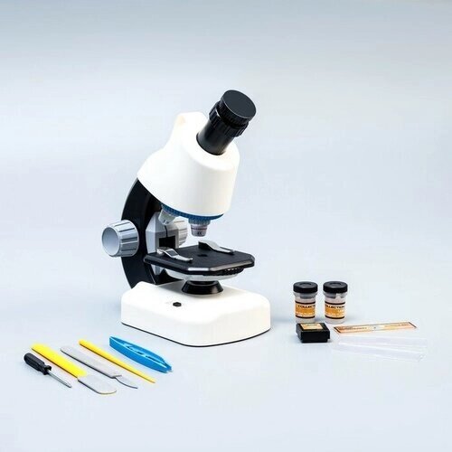 Микроскоп "Юный биолог" кратность до х1200, белый, подсветка от компании М.Видео - фото 1