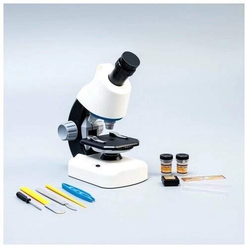 Микроскоп "Юный биолог" кратность до х1200, белый, подсветка от компании М.Видео - фото 1