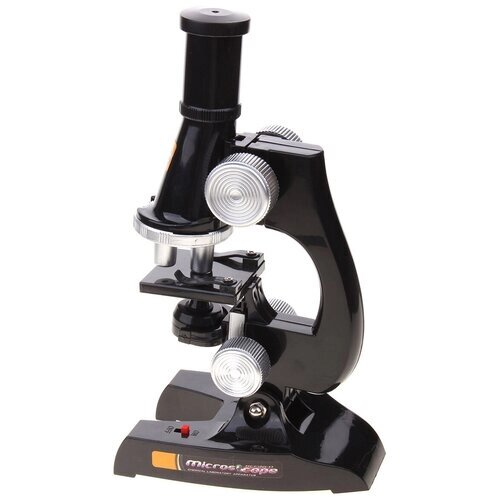 Микроскоп "Юный биолог", кратность увеличения 450х, 200х, 100х, черный от компании М.Видео - фото 1