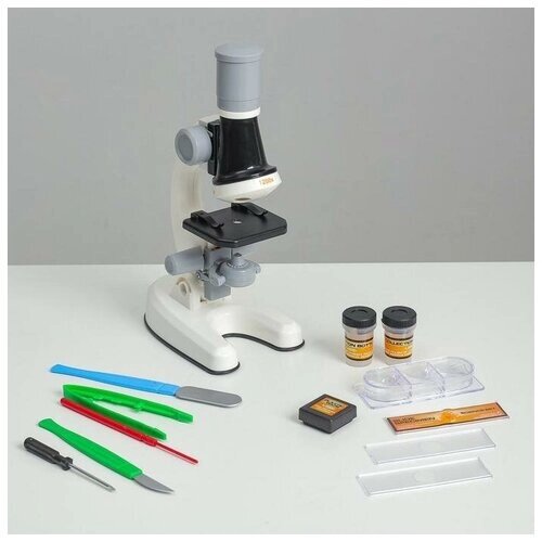 Микроскоп "Юный ботаник" кратность до х1200 белый подсветка от компании М.Видео - фото 1