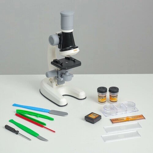Микроскоп "Юный ботаник" кратность до х1200, белый, подсветка от компании М.Видео - фото 1