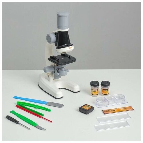 Микроскоп "Юный ботаник" кратность до х1200, белый, подсветка от компании М.Видео - фото 1