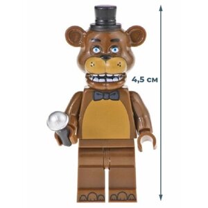 Мини фигурка аниматроник фнаф медведь Фредди с микрофоном 4,5 см