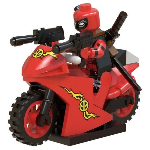 Мини-фигурка Дэдпул на мотоцикле Deadpool (аксессуары, 4,5 см) от компании М.Видео - фото 1