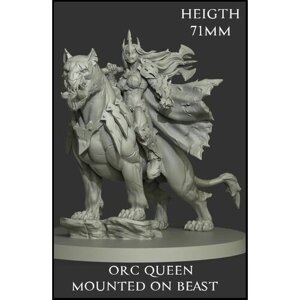 Миниатюра для настольных игр "Orc Queen Mounted on Beast" ДнД / Dungeons & Dragons, нри.