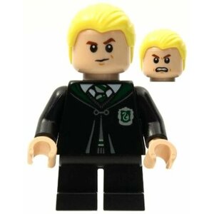 Минифигурка Лего Lego hp254 Draco Malfoy - Black Torso Slytherin Robe, Black Short Legs