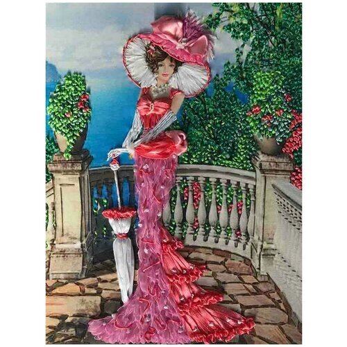 МЛ (н) 3005 Многоцветница"Дама в розовом". Набор для вышивки лентами от компании М.Видео - фото 1