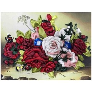 МЛ (н) 3008 Многоцветница"Шмель на розах"Набор для вышивки лентами