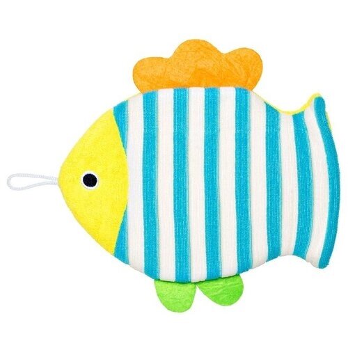Мочалка детская мягкая для купания малышей ROXY-KIDS "Рыбка" белый/голубой от компании М.Видео - фото 1