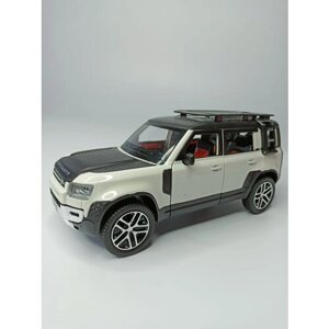 Модель автомобиля Land Rover Defender коллекционная металлическая игрушка масштаб 1:24 белый