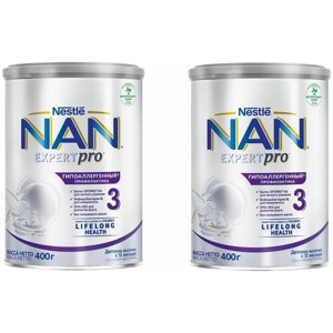 Молочко детское Nestle NAN 3 ExpertPro, гипоаллергенный, с 12 месяцев, 400 г 2 шт