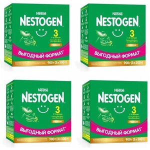Молочко детское Nestle Nestogen Premium 3, с 12 месяцев, для комфортного пищеварения, 900 г 4 упаковки