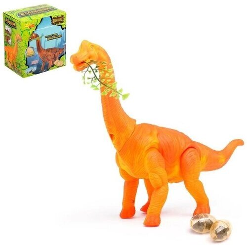 Moon Land Динозавр «Брахиозавр травоядный», работает от батареек, откладывает яйца, с проектором, цвет оранжевый от компании М.Видео - фото 1
