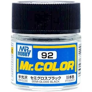 MR. HOBBY Mr. Color Semi Gloss Black, Черный полуматовый, Краска акриловая, 10мл
