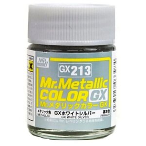 Mr. Hobby Mr. Metallic Color GX: Бело-серебряный металлик, 18 мл.