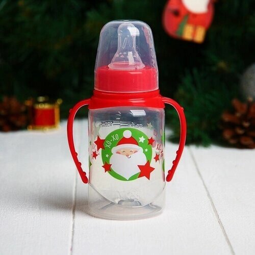 Mum&Baby Бутылочка для кормления «Новогоднее хо-хо», классическое горло, 150 мл, от 0 мес, цилиндр, подарочная упаковка, с ручками от компании М.Видео - фото 1