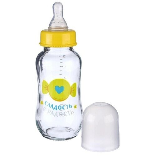 Mum&Baby Бутылочка для кормления стекло, 180 мл, «Мишка Принц», стандартное горло, средний поток от компании М.Видео - фото 1