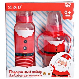 Mum&Baby Набор подарочный Дед Мороз: бутылочка 150 мл и 250 мл, с рождения, красный