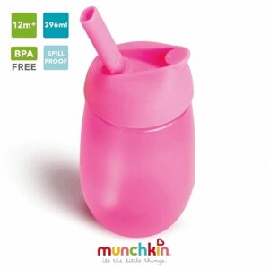 Munchkin поильник непроливайка с трубочкой Simple Clean Straw 296 мл с 12 мес, розовый