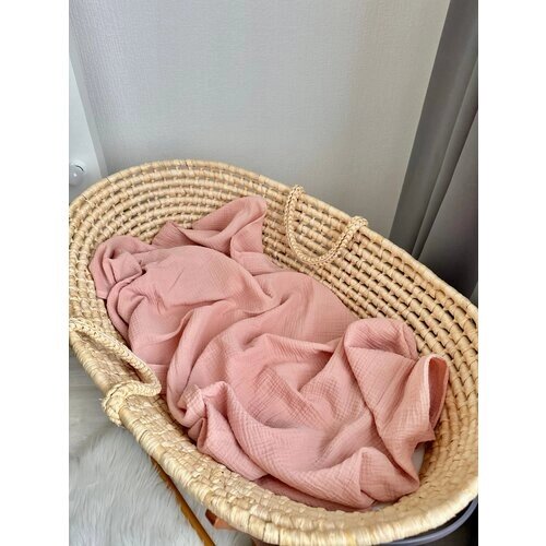 Муслиновые пеленки для новорожденых , размер 95х135 , жатый муслин, пеленка из муслина многоразовая пудровая от компании М.Видео - фото 1