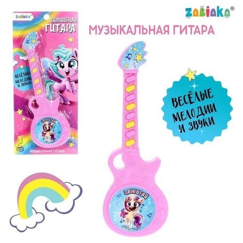 Музыкальная гитара «Весёлые зверята», игрушечная, звук, цвет розовый (1 шт.) от компании М.Видео - фото 1