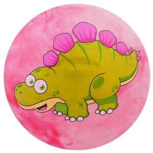 Мяч детский "Динозаврики", d=25 см, 60 г, цвет розовый