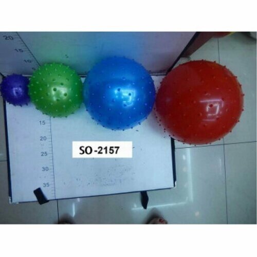 Мяч резиновый с шипами 8 см 22 гр. (цвета разные) по 4 шт. от компании М.Видео - фото 1