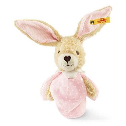 Мягкая игрушка Steiff Hoppel Rabbit Grip Toy With Rustling Foil Pink (Штайф Погремушка Кролик Хоппель розовый 15 см) от компании М.Видео - фото 1