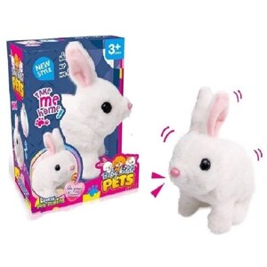 Мягкая развивающая интерактивная игрушка-робот кролик на батарейках для детей шевелит носиком и ушками, прыгает, звук, 7622-4