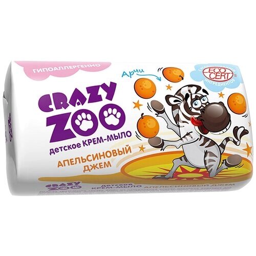 Мыло-крем туалетное твердое детское "Crazy Zoo" 90г, апельсиновый джем (2 шт) от компании М.Видео - фото 1