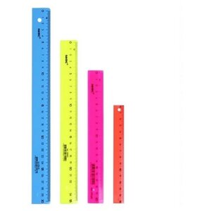 Набор 4 линейки Calligrata Neon, 15, 20, 25 и 30 см, непрозрачная, европодвес, микс. В упаковке шт: 1