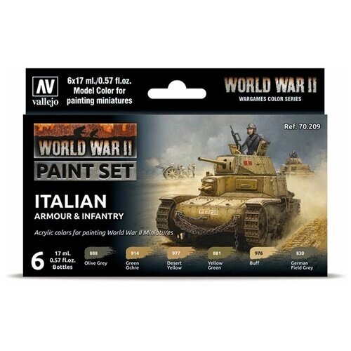 Набор акриловых красок Vallejo Model Color Set - WWII Italian Armour & Infantry 70209 (6 красок по 17 мл) от компании М.Видео - фото 1