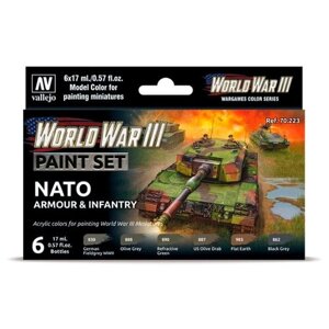 Набор акриловых красок Vallejo Model Color Set - WWIII NATO Armour & Infantry 70223 (6 красок по 17 мл)