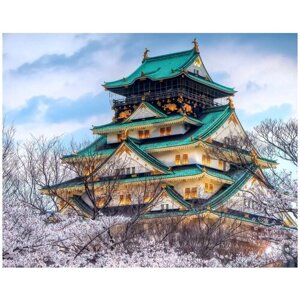 Набор алмазной вышивки "Пагода (Замок в Осаке) размер 50х40см, 59 цветов