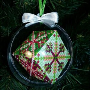 Набор алмазной вышивки Шар "Рождественский 3", диаметр 8 см, кол-во цветов 8