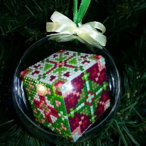 Набор алмазной вышивки Шар "Рождественский 5", диаметр 8 см, кол-во цветов 8