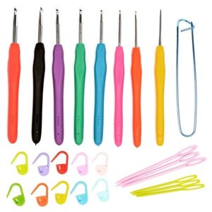 Набор алюминиевых крючков для вязания Maxwell Colors с эргономичной ручкой (в органайзере) арт. MAXW. 62786 (2.5-6.0 мм)