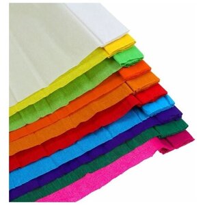 Набор бумаги крепированной 10 штук/10 цветов, 50 х 200 см, 30 г/м2, цвета"Классика", рулон Calligrat .