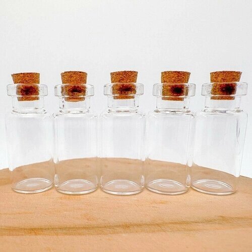 Набор бутылочек мини декоративные 5 шт./ баночки для рукоделия с пробкой, размер 35х16 мм от компании М.Видео - фото 1