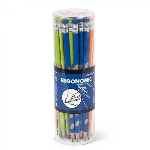 Набор чернографитных карандашей SchoolФормат ERGONOMIC НВ с ластиком заточенный, трехгранный 48 шт. от компании М.Видео - фото 1