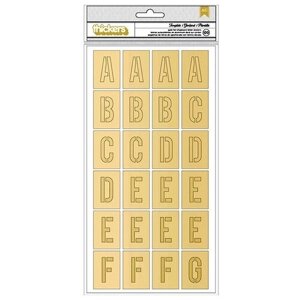 Набор чипборд буквы и цифры с фольгированием, 120 шт, 3 листа, размер квадрата-буквы 3х4,5 см, American crafts