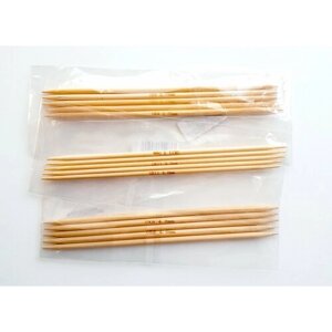 Набор чулочных бамбуковых спиц трёх диаметров 3.0, 3.75, 4.0 мм, длина 15 см.