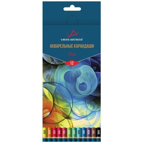 Набор цветных акварельных карандашей "VISTA-ARTISTA" Fine VFWP-12 заточенный 12 цветов от компании М.Видео - фото 1