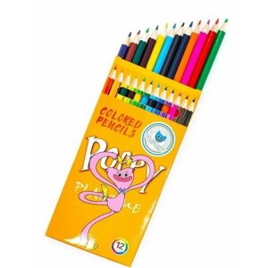 Набор цветных карандашей "Huggy Wuggy"Poppy", 12 шт, цвет коробки - оранжевый.