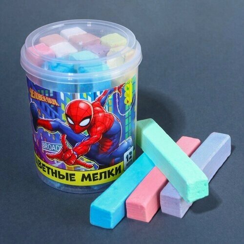 Набор цветных мелков Человек-паук, 12 штук, 10 цветов от компании М.Видео - фото 1